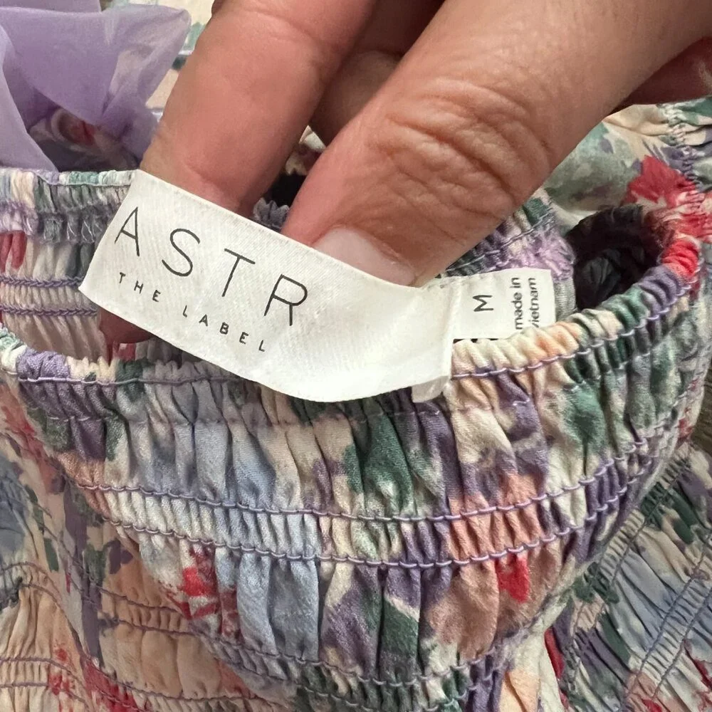 Astr Puff Sleeve Midi Floral Dress size M - Picture 15 of 15